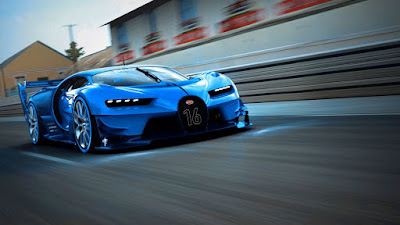 Blue Carbon Fiber Bugatti Vision Gran Turismo Moving