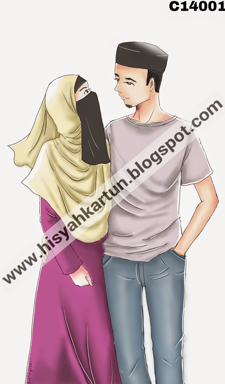 Kartun Muslimah Couple Romantis Kolek Gambar