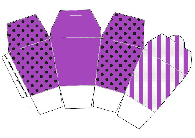 Black Polka Dots in Purple: Free Printable Chinese Take Away Box. 