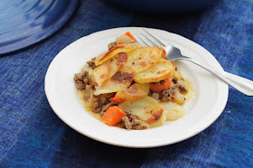 Food Lust People Love: This untraditional recipe uses ground lamb cooked with carrots, onions and thinly sliced potatoes, for an inexpensive, quicker-to-the-table version of the classic Lancashire hotpot.