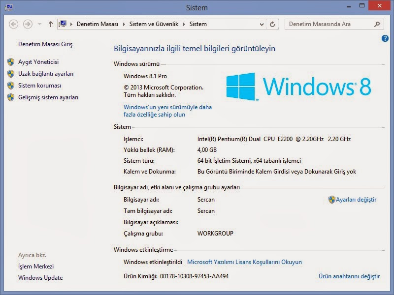Windows 8.1 Aktivasyon Kodu