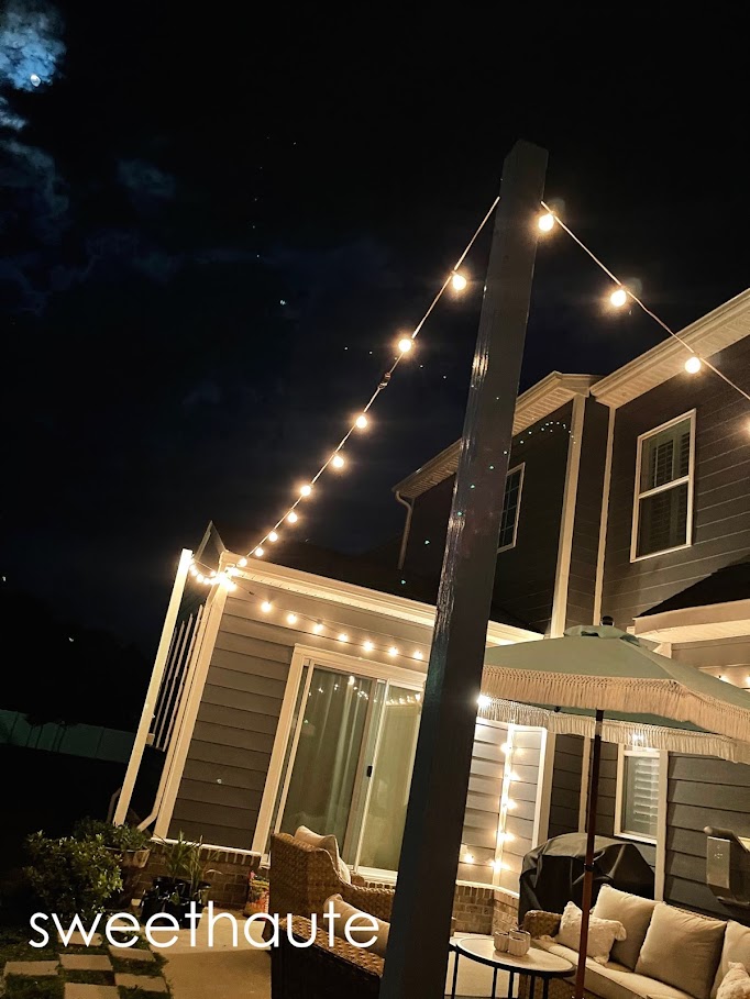 DIY String Lights Post Panters Outdoor