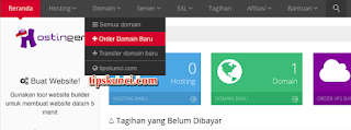 cara beli domain di idhostinger