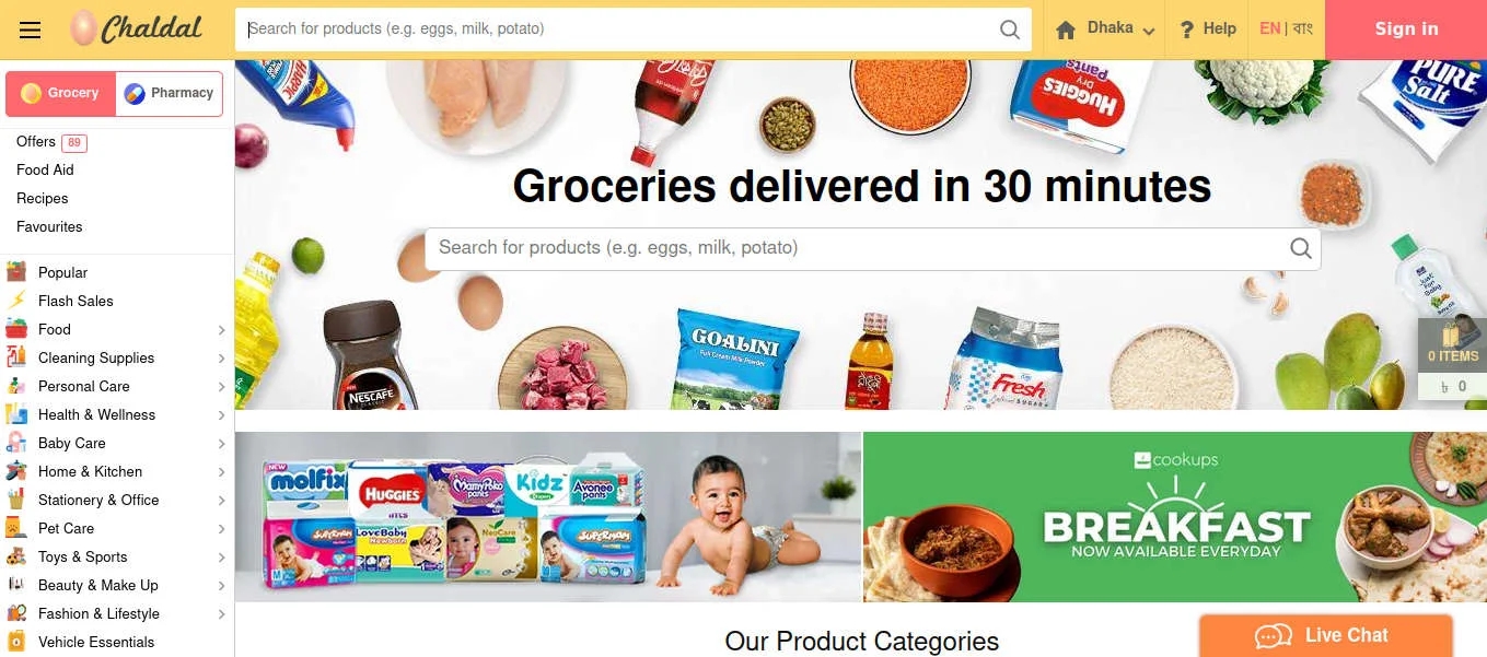 Best online grocery shopping website in Bangladesh: Chaldal.com