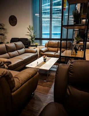 A Room Decorated with Stylish Leather Sofas