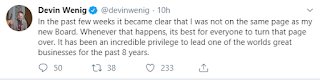  Devin Wenig comments on Twitter about his split with eBay's new Board of Directors
