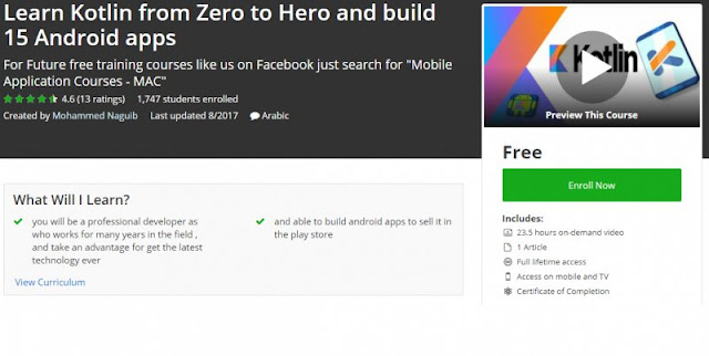 [100% Off] Learn Kotlin from Zero to Hero and build 15 Android apps| Free