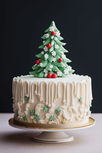 pretty tree theme Best 50+ Christmas Cakes to Lust After for Your Festive Party Ideas, Buttercream Frosting Holiday Homemade Cake Inspo to DIY. Dessert Ideas for Events