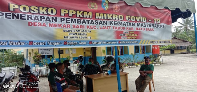 Bhabinkantibmas Polsek Indrapura Pantau Posko PPKM