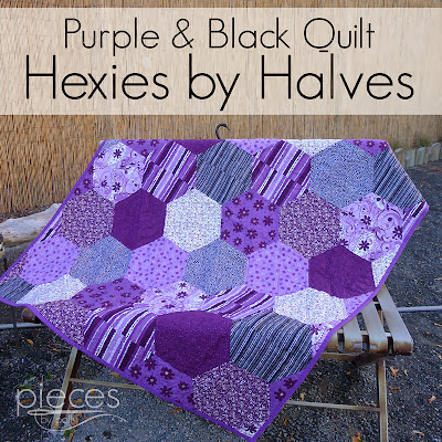 Purple and Black Giant Modern Hexies Quilt