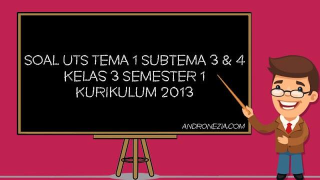 Soal PTS/UTS Kelas 1 SD/MI Tema 1 Subtema 3 & 4 Semester 1