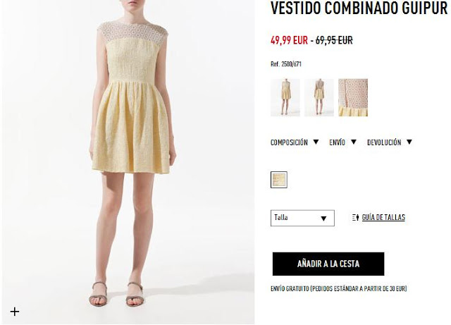 Vestido amarillo combinado Zara primavera/verano 12