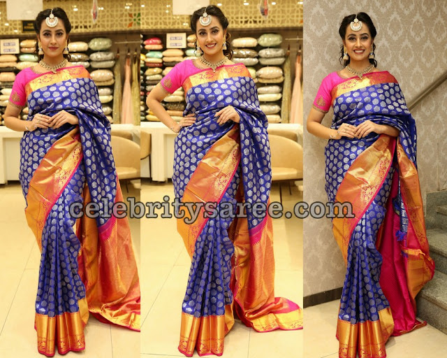 Ameeksha Pawar Blue Bridal Saree