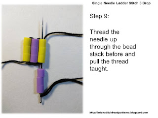 Click the image to view the single needle ladder stitch beading tutorial step 9 image larger.