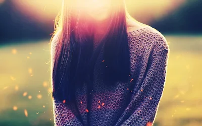 Long Haired Girl Sun Lights Sparkles HD Desktop Wallpaper