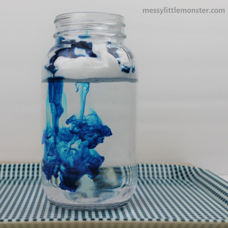 Rain cloud in a jar spring activity for kids