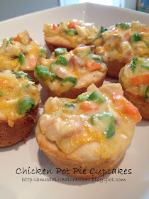 Perfect quick meal for the family!  My boys LOVE these Chicken Pot Pie Cupcakes