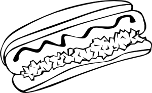 black and white hot dog clipart