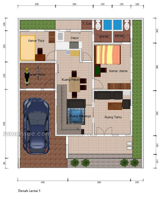  Denah  Rumah  di Lahan 12 m x  10  m Rumah  Sae