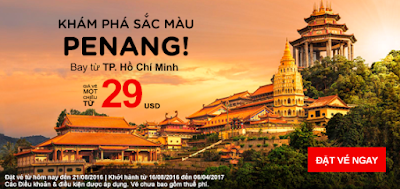 bán vé máy bay khuyến mãi Air Asia bay thả ga đi Penang