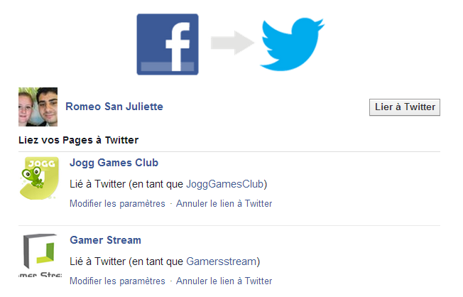 lier son compte facebook à twitter
