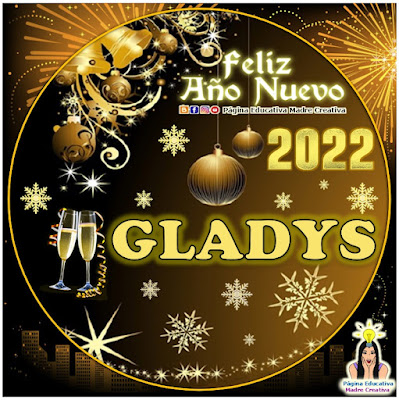 Nombre GLADYS por Año Nuevo 2022 - Cartelito