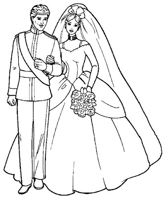Barbie Coloring Sheets on Wedding Gown Barbie Coloring Pages