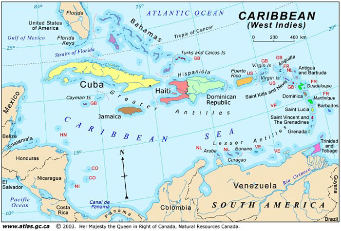 Map Of Caribbean In Spanish. June is Caribbean American