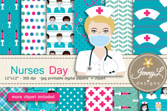 Nurses Day Digital Papers and Clipart