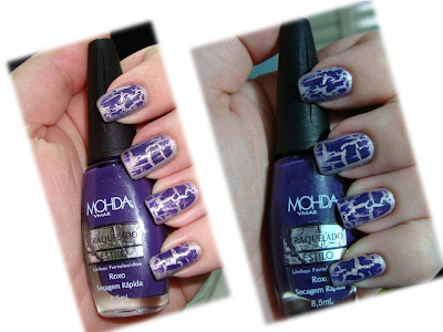 Meninas Modernas esmalte roxo craquelado da mohda