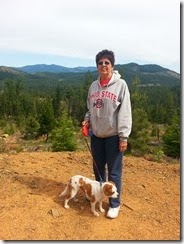 Lou w Tanzy on hillside
