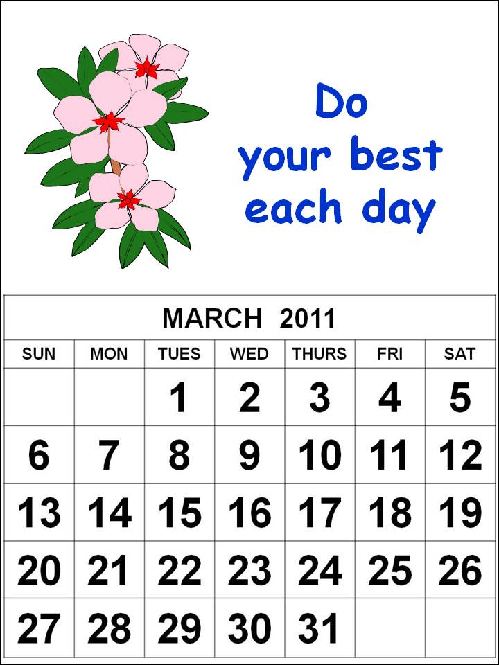 2011 calendar for march. Free Homemade Calendar 2011 March with cute cartoon flowers
