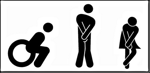 Sign for bathrooms in a lighthouse in Glasgow
