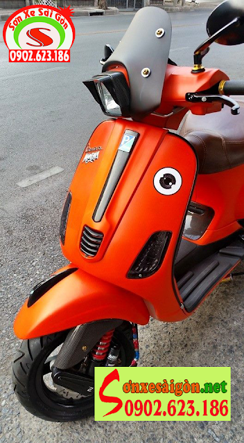 Mẫu sơn xe Vespa S màu cam nhám thể thao [Vespa_101]