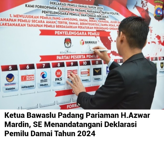 Pimpinan Bawaslu Padang Pariaman Hadiri Deklarasi Pemilu Damai