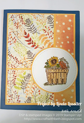 Craft with Beth: Stampin' Up! Painted Harvest Painted Autumn DSP Designer Series Paper Basket of Wishes Second Sunday Sketches card sketch challenge stitched shapes framelits dies