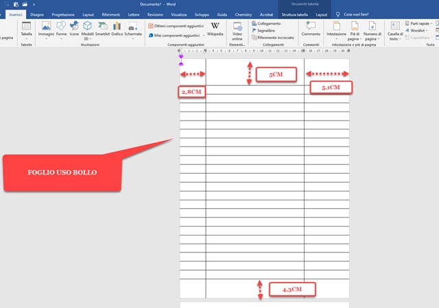 foglio uso bollo con word