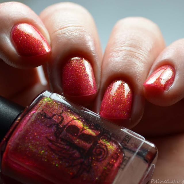 red holographic jelly nail polish