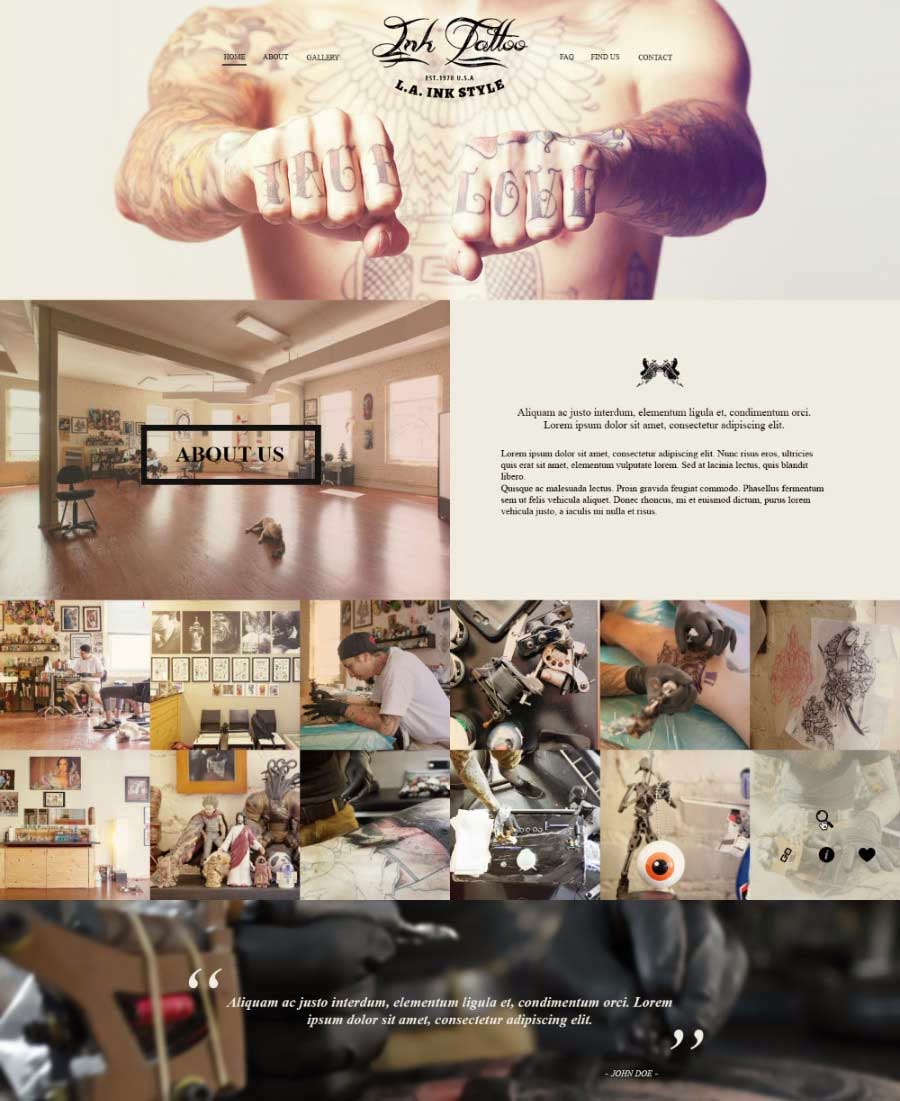 InkTattoo – Free PSD One Page Template