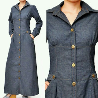 Model Baju Gamis Muslim Denim