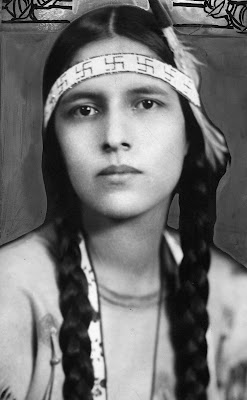 Rosebud Yellow Robe, a Lakota (Teton Sioux) woman, wearing a swastika.