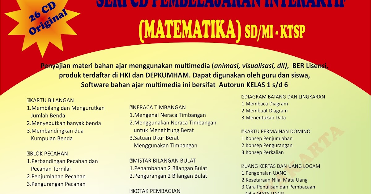 CD PEMBELAJARAN INTERAKTIF SD  MI CD Animasi  Pembelajaran 