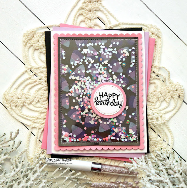 Sweet Candy Shaker Birthday Card by Larissa Heskett | Candy Corn Stencil Set, Frames & Flags Die Set and Circle Frames Die Set by Newton's Nook Designs #newtonsnook #handmade