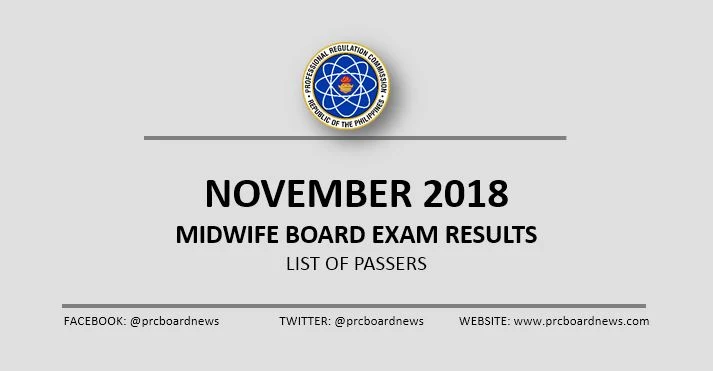 OFFICIAL RESULTS: November 2018 Midwife board exam list of passers