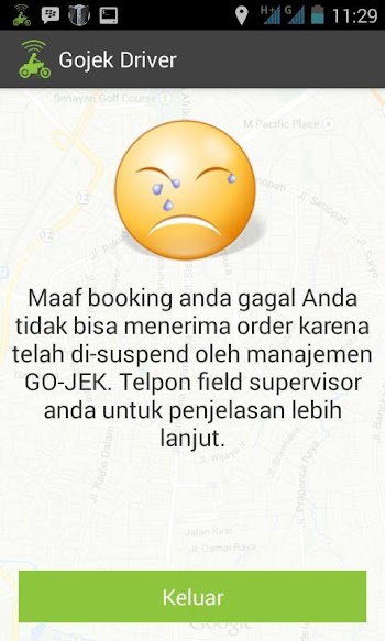 Arti Kode Suspend atau Pelanggaran di Go-Jek