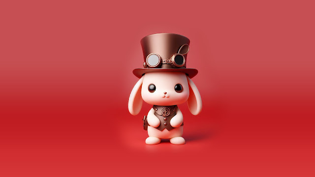 3D Cute Rabbit With Steampunk Glasses 4K HDWallpaper