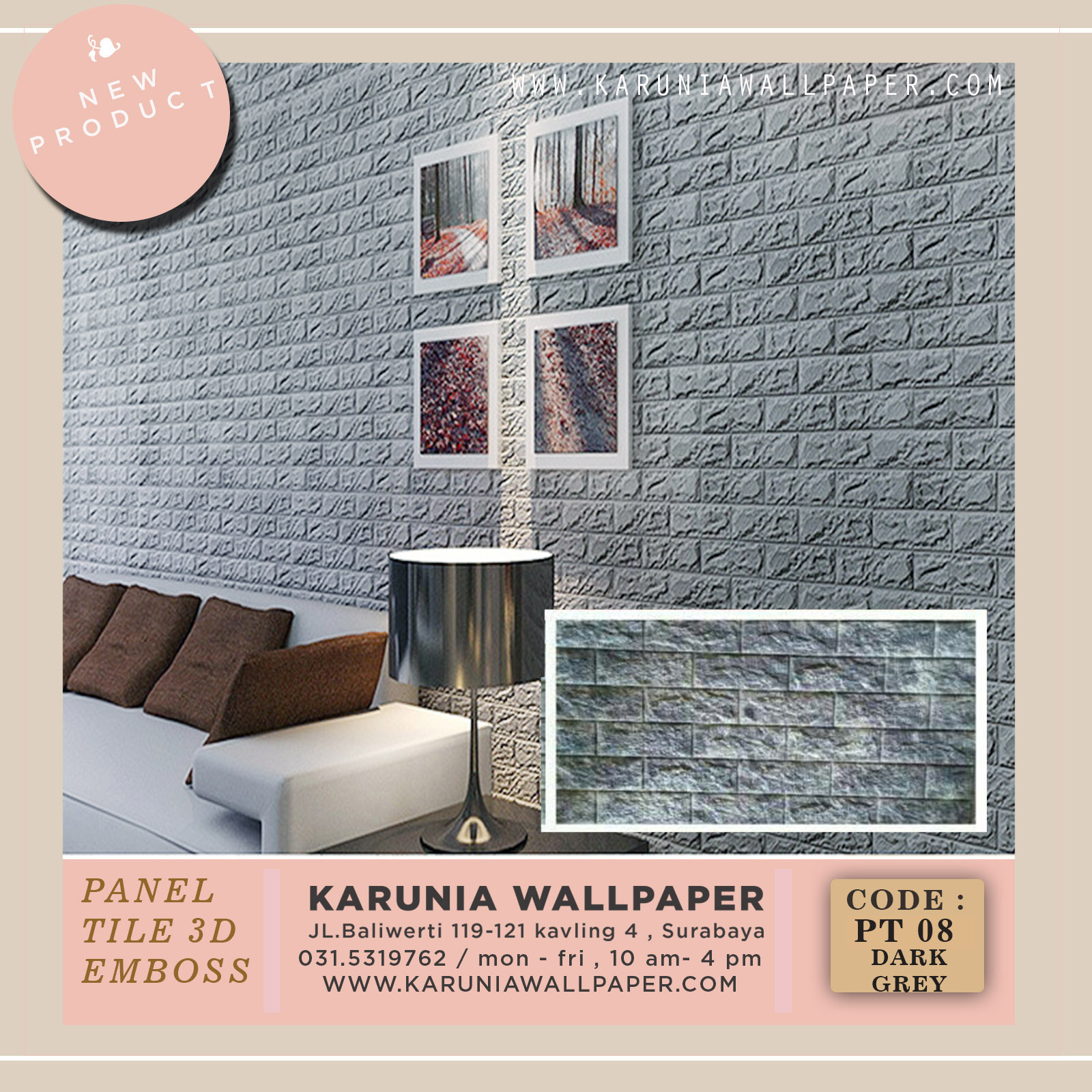 jual dinding  batu bata panel 3d foam wallpaper surabaya