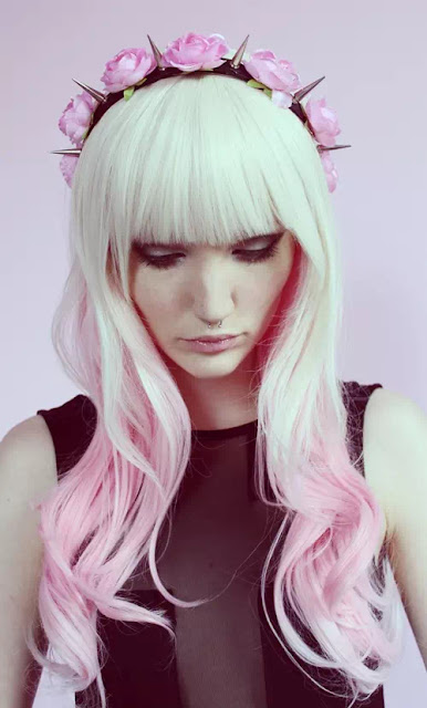 pink and white ombre hair