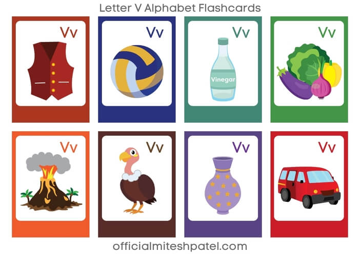 Free Printable Letter V Alphabet Flash Cards without words