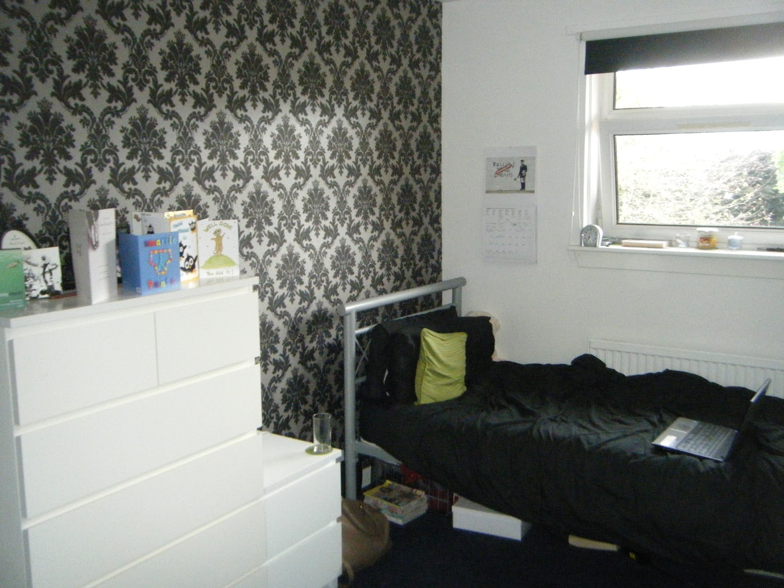 into my room. The wallpaper is from B&Q and the drawers are from ...